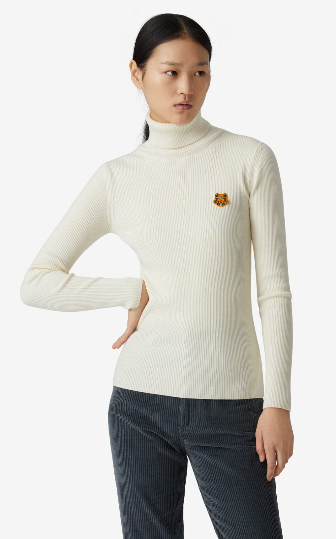 Kenzo Tiger Crest roll neck Puloveri Ženske - Bijele - Hrvatska BVSKEN756